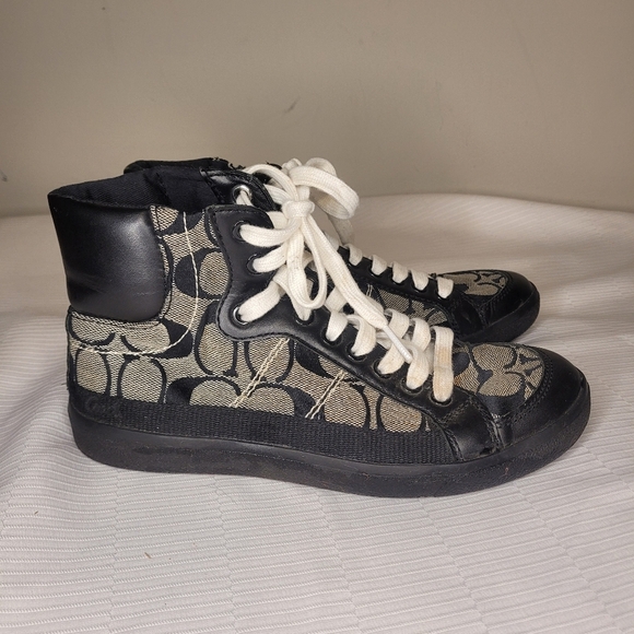 Coach Ellis High Top Signature Monogrammed Sneakers sz 6 - Picture 6 of 11